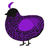 A black and violet chicken with a double-lace pattern