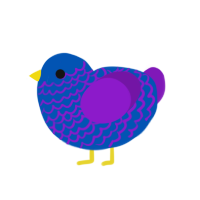 Deinonychus, a ultramarine and violet chicken with a lace pattern