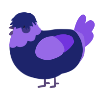 A navy and blurple chicken with a head pattern