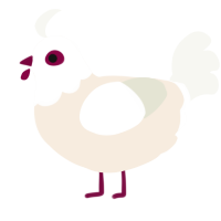A cream and white chicken with a head pattern