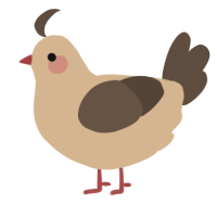 A beige and bark chicken