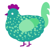 A turquoise and spring chicken with a speckle pattern