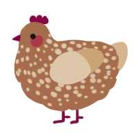 A brown and beige chicken with a speckle pattern