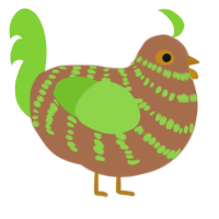 A brown and grass chicken with a bar pattern