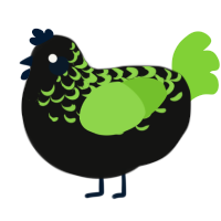 A black and grass chicken with a half-lace pattern