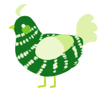 A leaf and apple chicken with a bar pattern