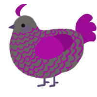 A grey and plum chicken with a lace pattern