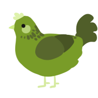 A chartreuse and olive chicken with a neck-speckle pattern