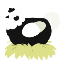 A black and white chicken with a head pattern
