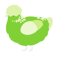 A grass and apple chicken with a neck-speckle pattern