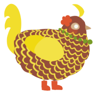 A russet and yellow chicken with a lace pattern
