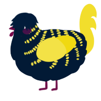 A tumblr and yellow chicken with a half-bar pattern