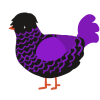 A sable and violet chicken with a lace pattern