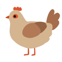 A beige and brown chicken