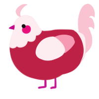 A crimson and rose chicken with a head pattern