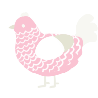 A rose and white chicken with a lace pattern