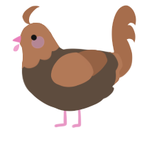 A bark and brown chicken with a head pattern