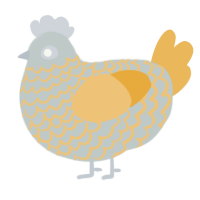 A silver and honey chicken with a lace pattern