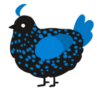 A sable and sapphire chicken with a speckle pattern