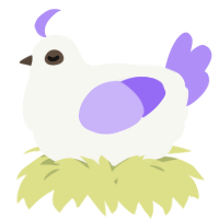 A white and lilac chicken