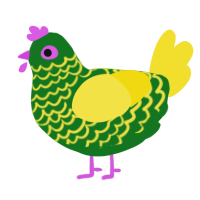 A leaf and yellow chicken with a lace pattern