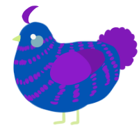 A ultramarine and violet chicken with a bar pattern