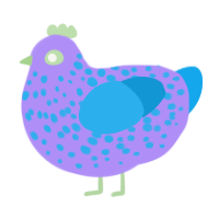 A lilac and sky chicken with a speckle pattern