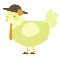 A lemon and apple chicken with a head pattern