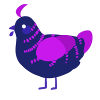 A navy and amethyst chicken with a half-bar pattern