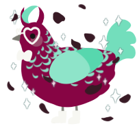 A maroon and mint chicken with a half-lace pattern