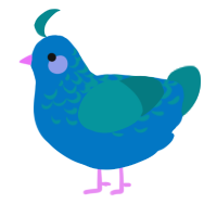 A sapphire and teal chicken with a half-lace pattern