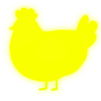 A lime chicken with a head pattern