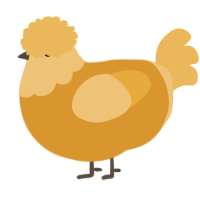 A orange and honey chicken with a head pattern