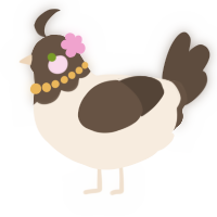 A cream and bark chicken with a head pattern
