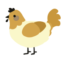 A cream and gold chicken with a head pattern