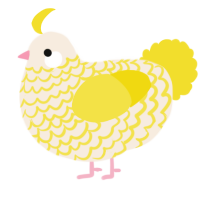 A cream and yellow chicken with a lace pattern
