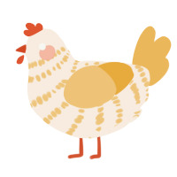 A cream and honey chicken with a bar pattern