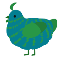 A sea and viridian chicken with a bar pattern