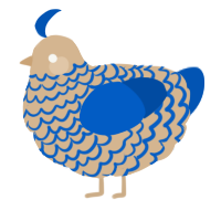 A beige and ultramarine chicken with a lace pattern