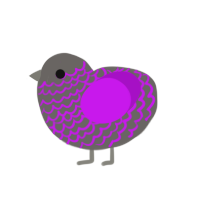 The Mother Superior, a grey and lavender chicken with a bar pattern