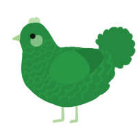 A viridian chicken with a lace pattern
