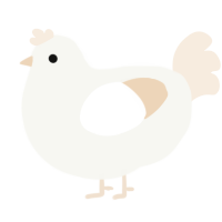 A white and cream chicken