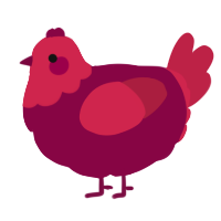 A maroon and crimson chicken with a head pattern