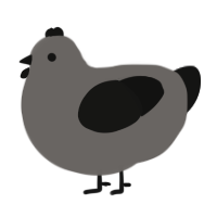 A grey and black chicken