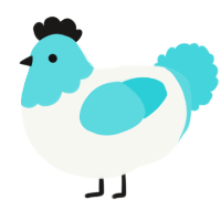 A white and aqua chicken with a head pattern