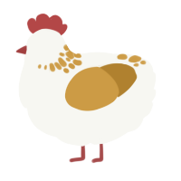 A white and gold chicken with a neck-speckle pattern