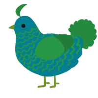 A sea and viridian chicken with a lace pattern