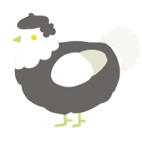 A grey and white chicken with a head pattern