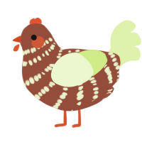 A russet and apple chicken with a bar pattern
