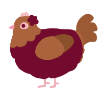 A maroon and russet chicken with a head pattern